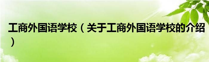 工商外国语学校（关于工商外国语学校的介绍）