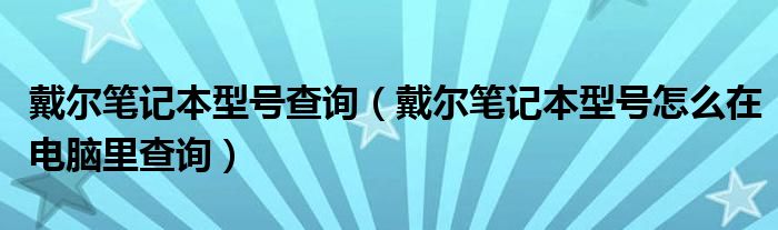 戴尔笔记本型号查询（戴尔笔记本型号怎么在电脑里查询）