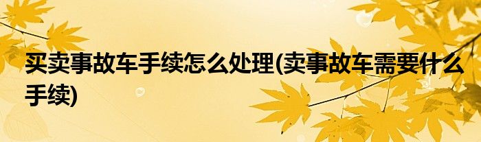 买卖事故车手续怎么处理(卖事故车需要什么手续)