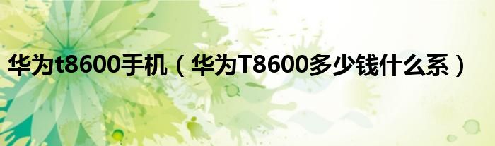 华为t8600手机（华为T8600多少钱什么系）