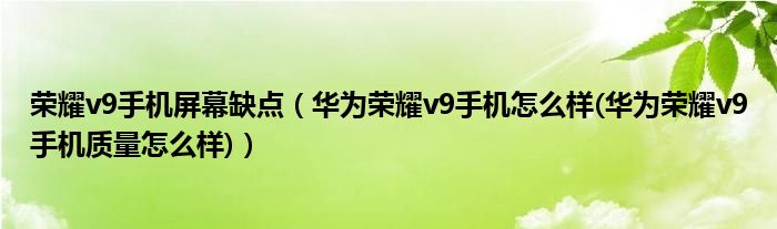 荣耀v9手机屏幕缺点（华为荣耀v9手机怎么样(华为荣耀v9手机质量怎么样)）