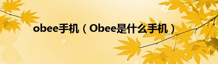 obee手机（Obee是什么手机）