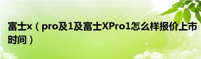 富士x（pro及1及富士XPro1怎么样报价上市时间）