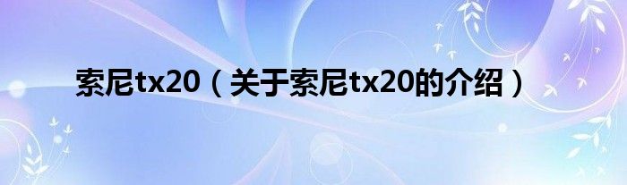 索尼tx20（关于索尼tx20的介绍）