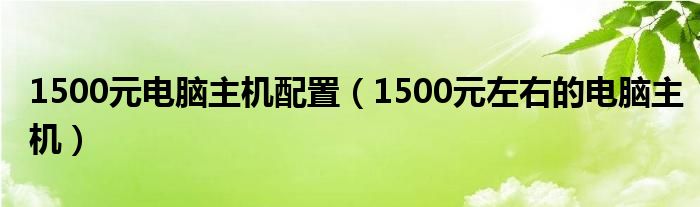 1500元电脑主机配置（1500元左右的电脑主机）