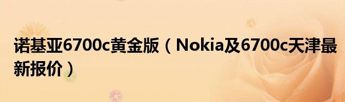 诺基亚6700c黄金版（Nokia及6700c天津最新报价）