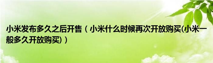 小米发布多久之后开售（小米什么时候再次开放购买(小米一般多久开放购买)）