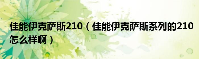 佳能伊克萨斯210（佳能伊克萨斯系列的210怎么样啊）