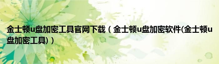 金士顿u盘加密工具官网下载（金士顿u盘加密软件(金士顿u盘加密工具)）