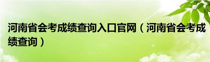 河南省会考成绩查询入口官网（河南省会考成绩查询）