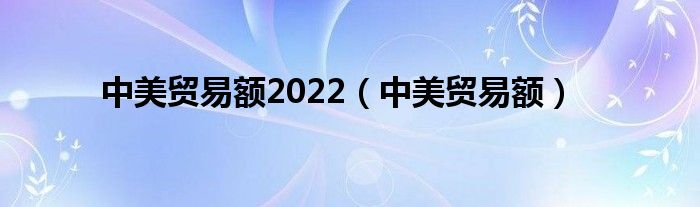 中美贸易额2022（中美贸易额）