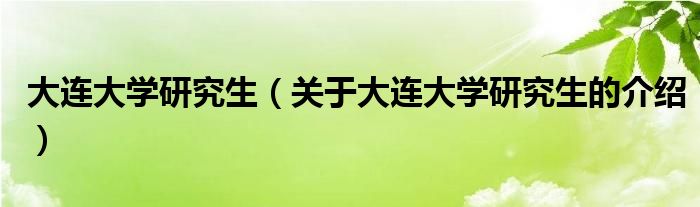 大连大学研究生（关于大连大学研究生的介绍）