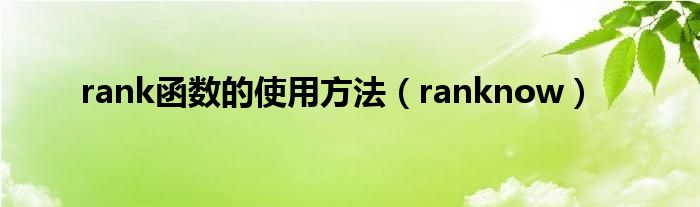 rank函数的使用方法（ranknow）