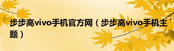 步步高vivo手机官方网（步步高vivo手机主题）