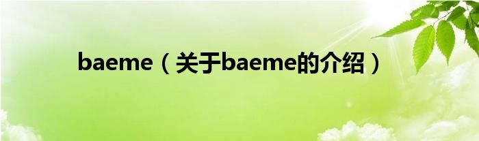 baeme（关于baeme的介绍）