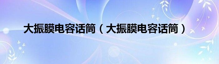 大振膜电容话筒（大振膜电容话筒）