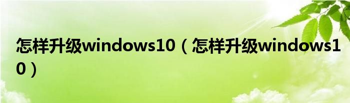 怎样升级windows10（怎样升级windows10）