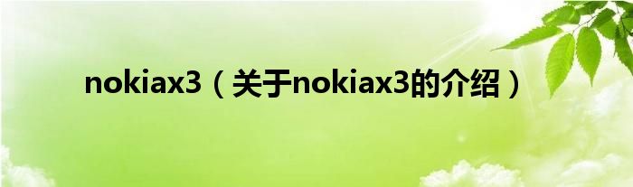 nokiax3（关于nokiax3的介绍）