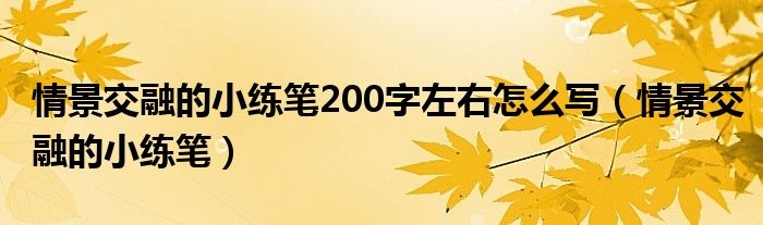 情景交融的小练笔200字左右怎么写（情景交融的小练笔）