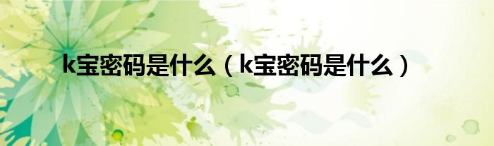 k宝密码是什么（k宝密码是什么）