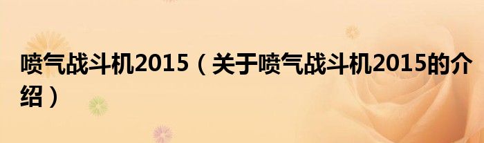 喷气战斗机2015（关于喷气战斗机2015的介绍）