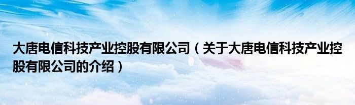 大唐电信科技产业控股有限公司（关于大唐电信科技产业控股有限公司的介绍）