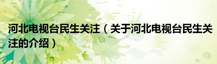 河北电视台民生关注（关于河北电视台民生关注的介绍）