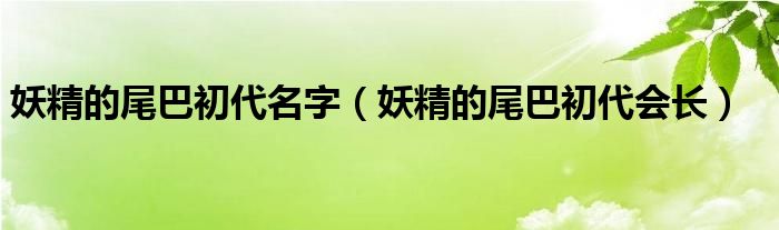 妖精的尾巴初代名字（妖精的尾巴初代会长）