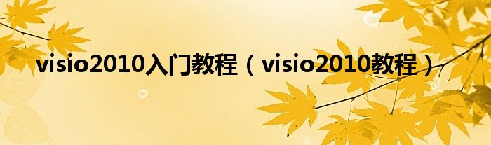 visio2010入门教程（visio2010教程）