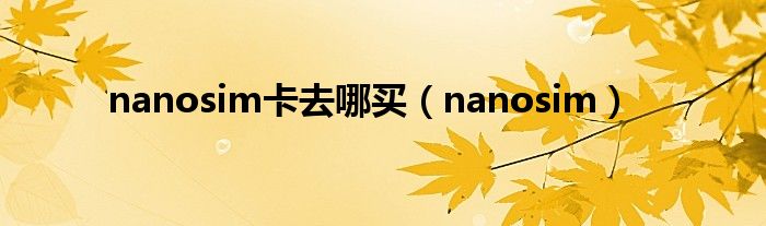 nanosim卡去哪买（nanosim）