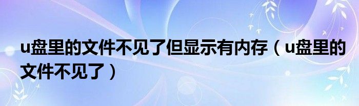 u盘里的文件不见了但显示有内存（u盘里的文件不见了）