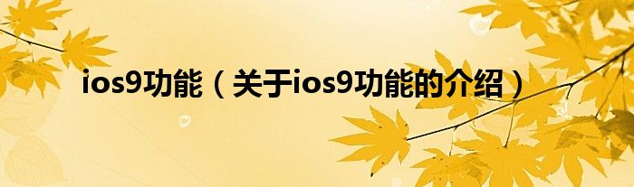 ios9功能（关于ios9功能的介绍）