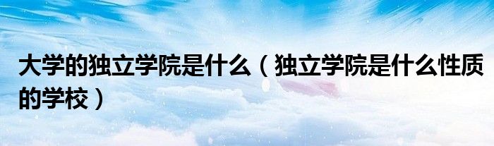 大学的独立学院是什么（独立学院是什么性质的学校）