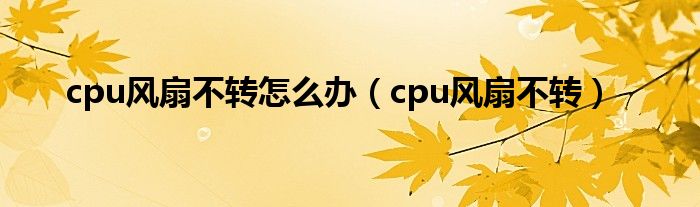 cpu风扇不转怎么办（cpu风扇不转）