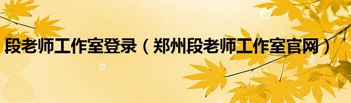 段老师工作室登录（郑州段老师工作室官网）