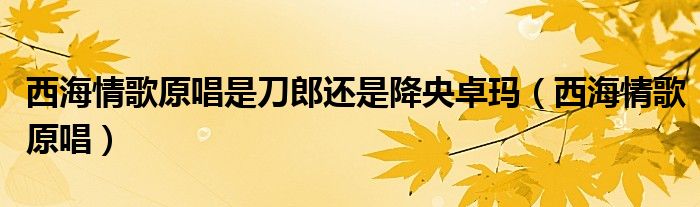 西海情歌原唱是刀郎还是降央卓玛（西海情歌原唱）