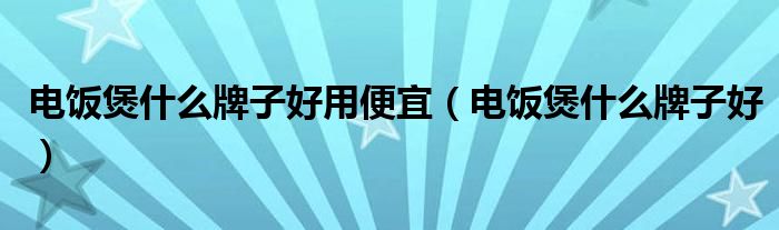 电饭煲什么牌子好用便宜（电饭煲什么牌子好）