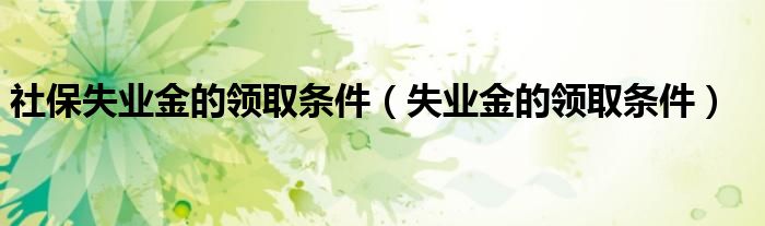 社保失业金的领取条件（失业金的领取条件）