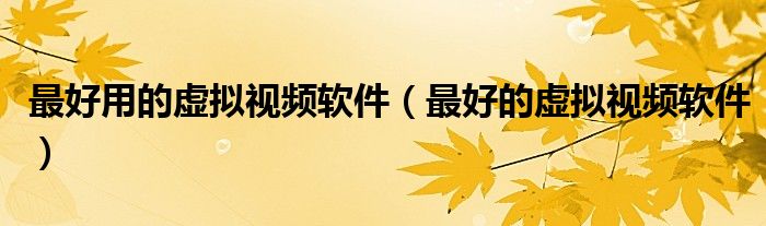 最好用的虚拟视频软件（最好的虚拟视频软件）