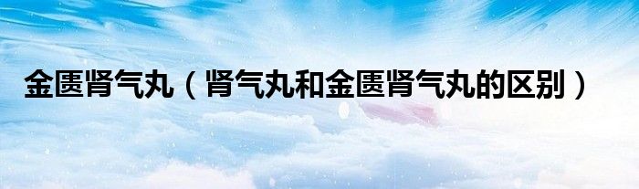 金匮肾气丸（肾气丸和金匮肾气丸的区别）