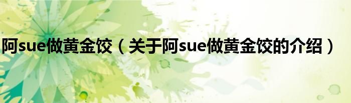 阿sue做黄金饺（关于阿sue做黄金饺的介绍）