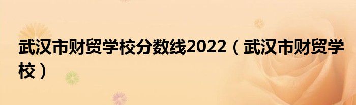 武汉市财贸学校分数线2022（武汉市财贸学校）