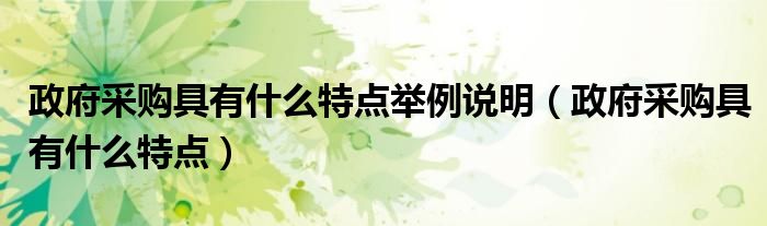 政府采购具有什么特点举例说明（政府采购具有什么特点）
