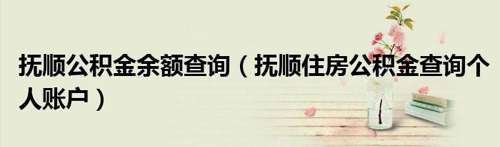 抚顺公积金余额查询（抚顺住房公积金查询个人账户）