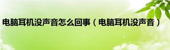 电脑耳机没声音怎么回事（电脑耳机没声音）