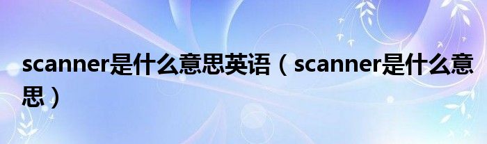 scanner是什么意思英语（scanner是什么意思）