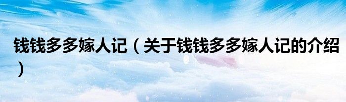 钱钱多多嫁人记（关于钱钱多多嫁人记的介绍）