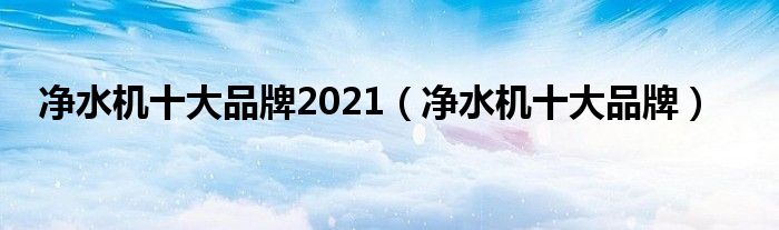 净水机十大品牌2021（净水机十大品牌）