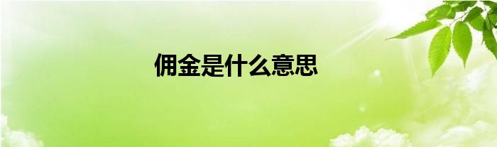 佣金是什么意思