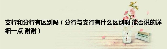 支行和分行有区别吗（分行与支行有什么区别啊 能否说的详细一点 谢谢）